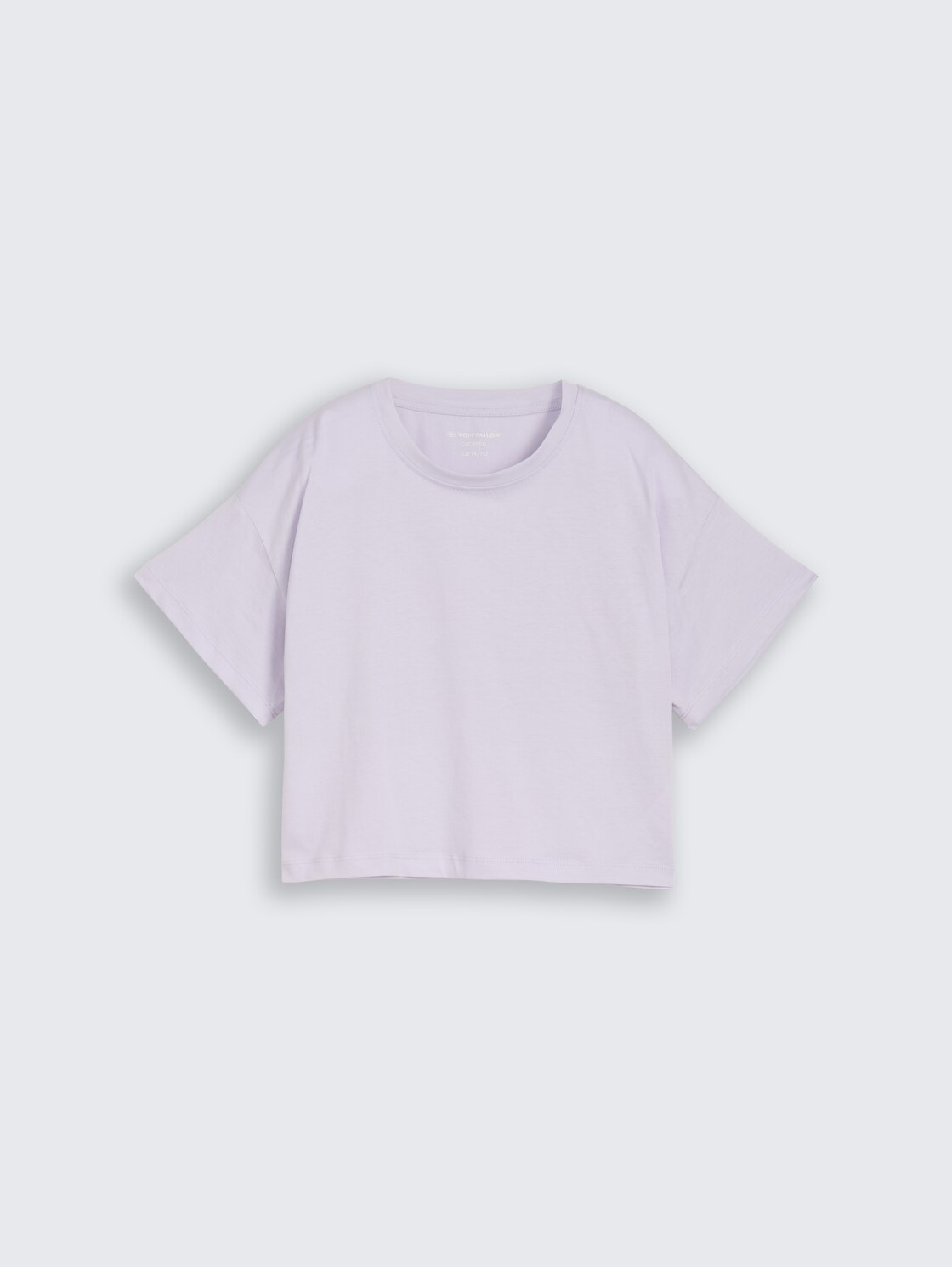 Cropped T-shirt with a print on the back - cool lilac - Front product view