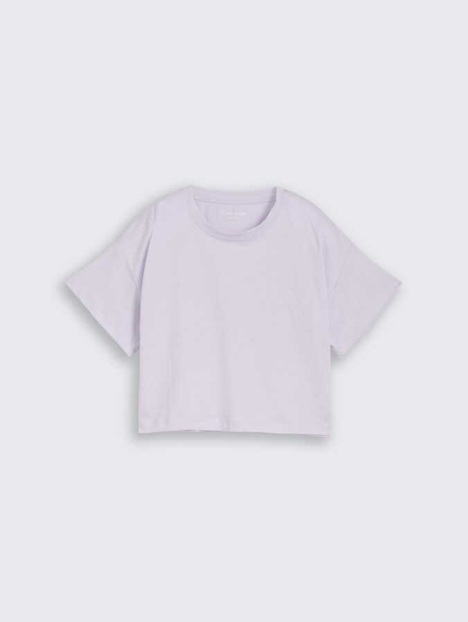 Cropped T-shirt with a print on the back by Teen Girls, cool lilac