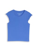 Nicht ausgewählt, Cropped T-Shirt mit Wellkanten von Tom Tailor, blau