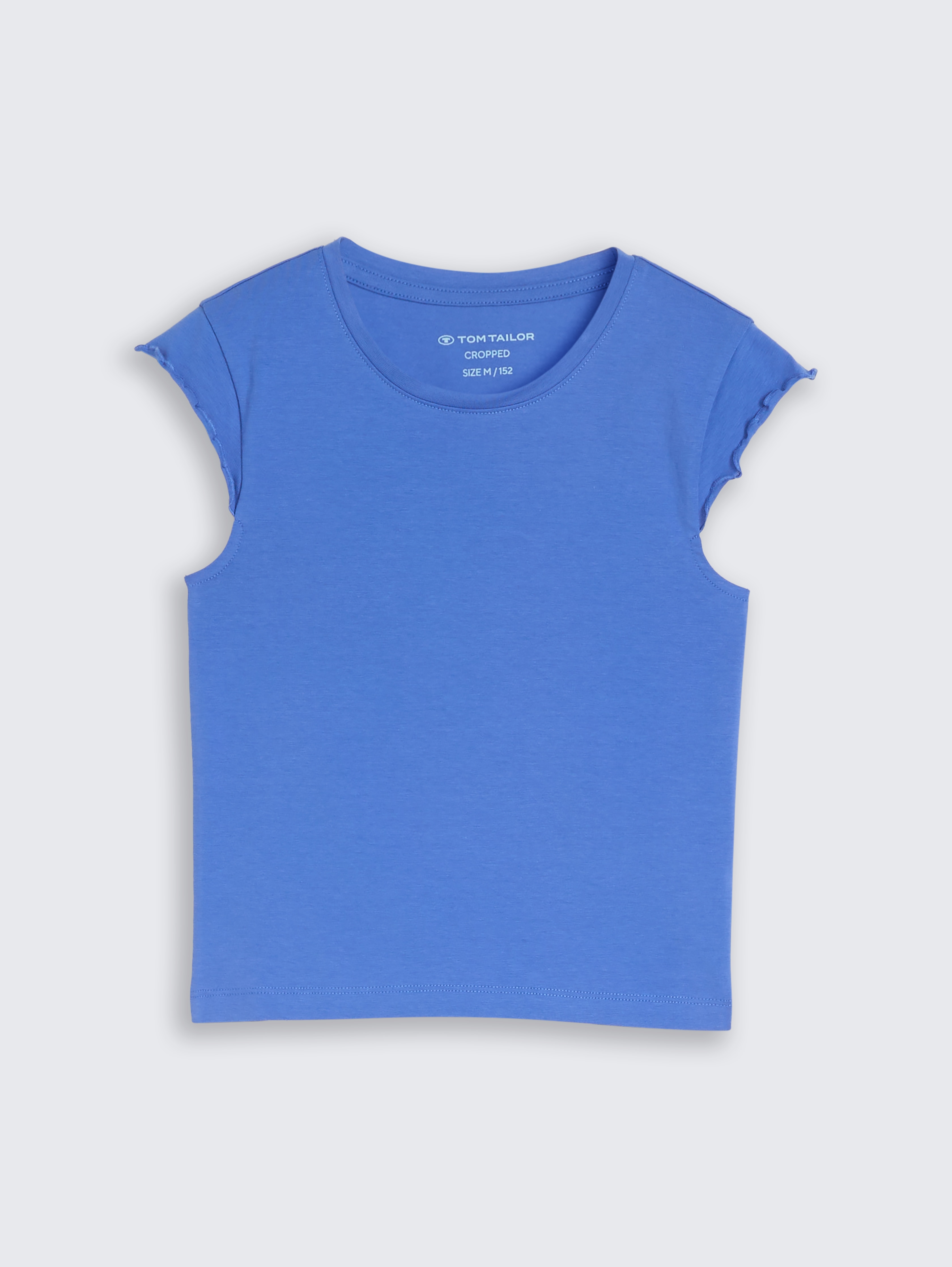 Cropped T-Shirt mit Wellkanten von Teen Girls, Preppy Jean Blue