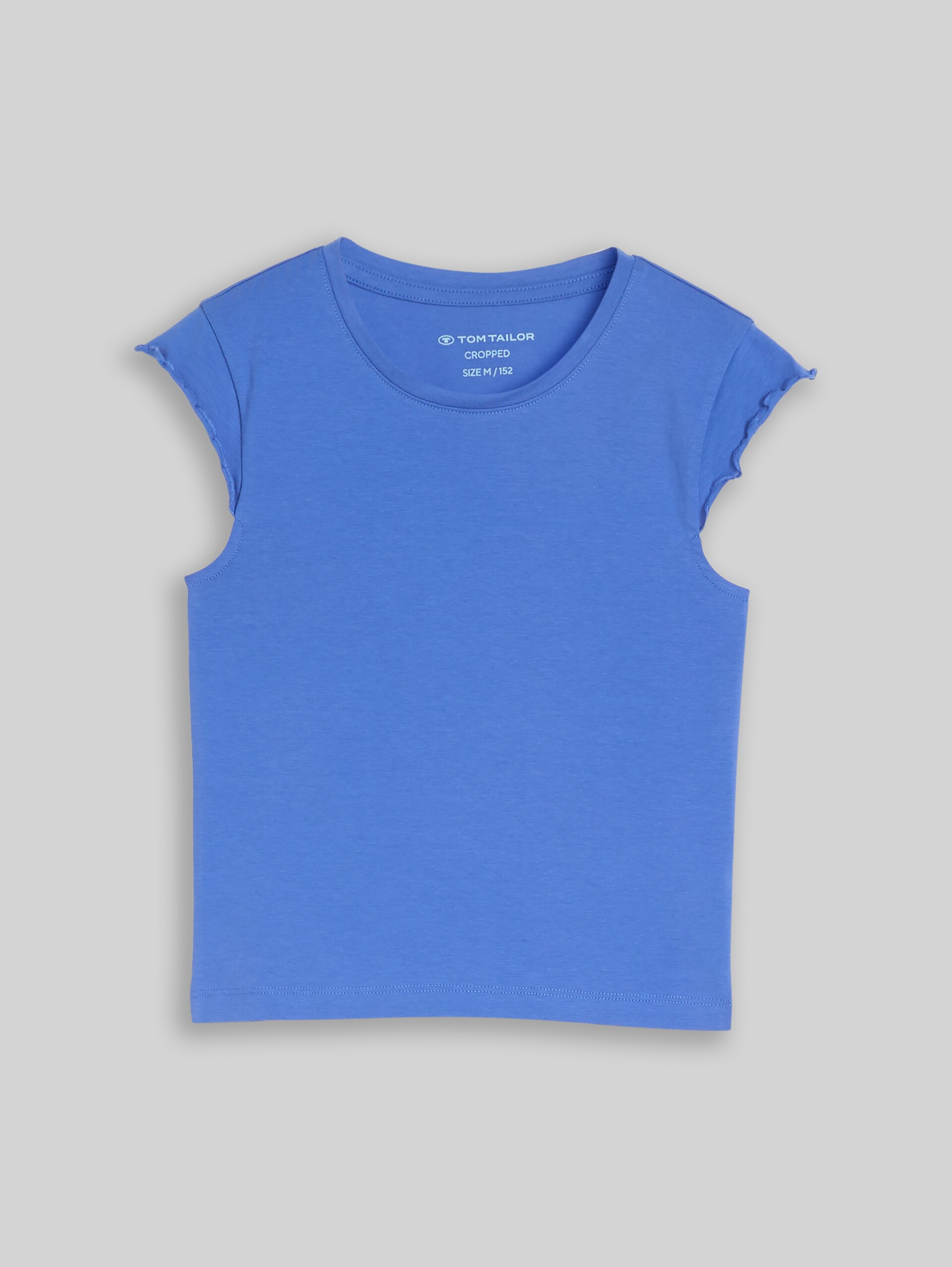 Cropped T-shirt with wavy edges - Preppy Jean Blue - Front product view