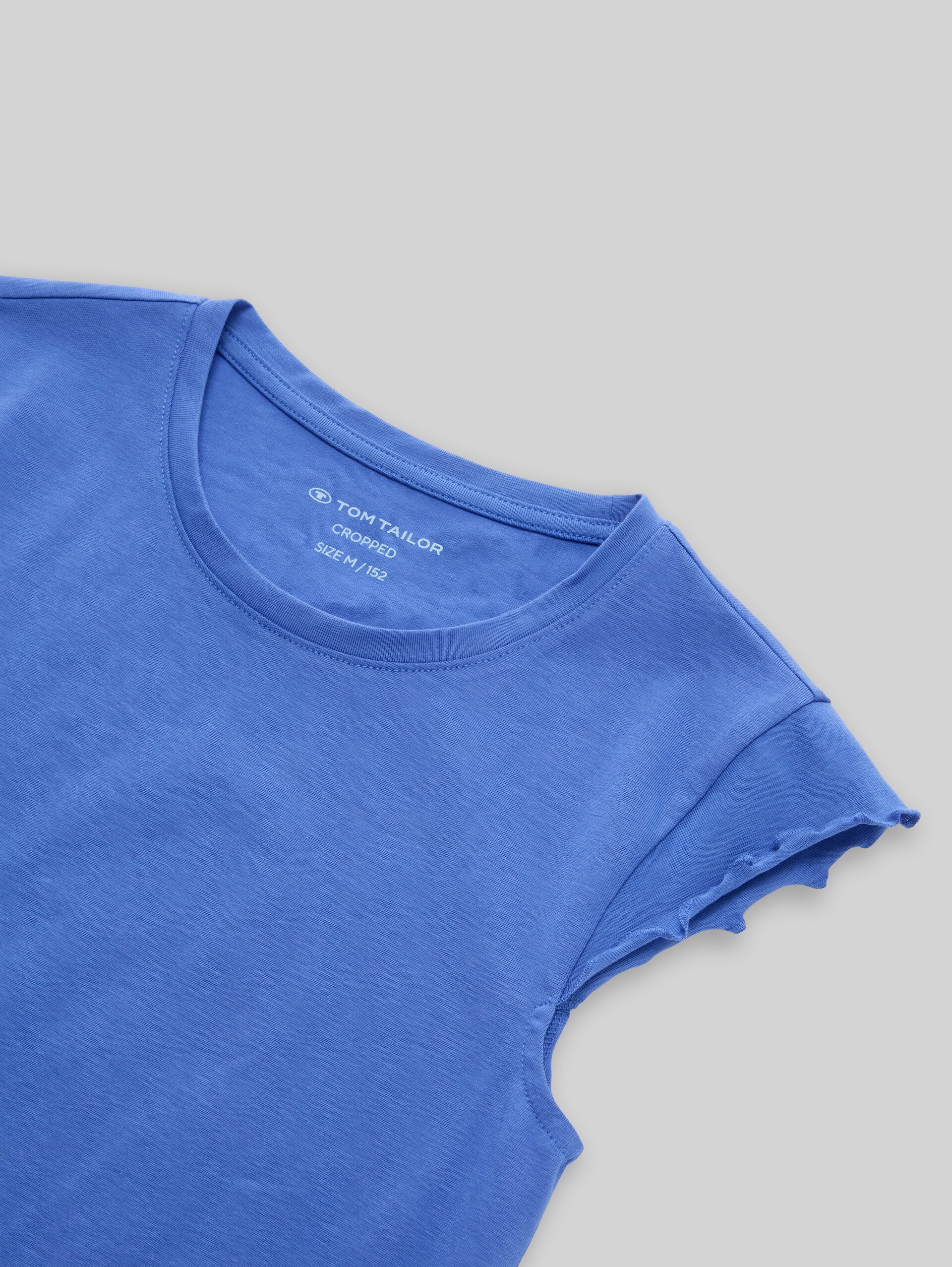 Cropped T-shirt with wavy edges - Preppy Jean Blue - Detail model view