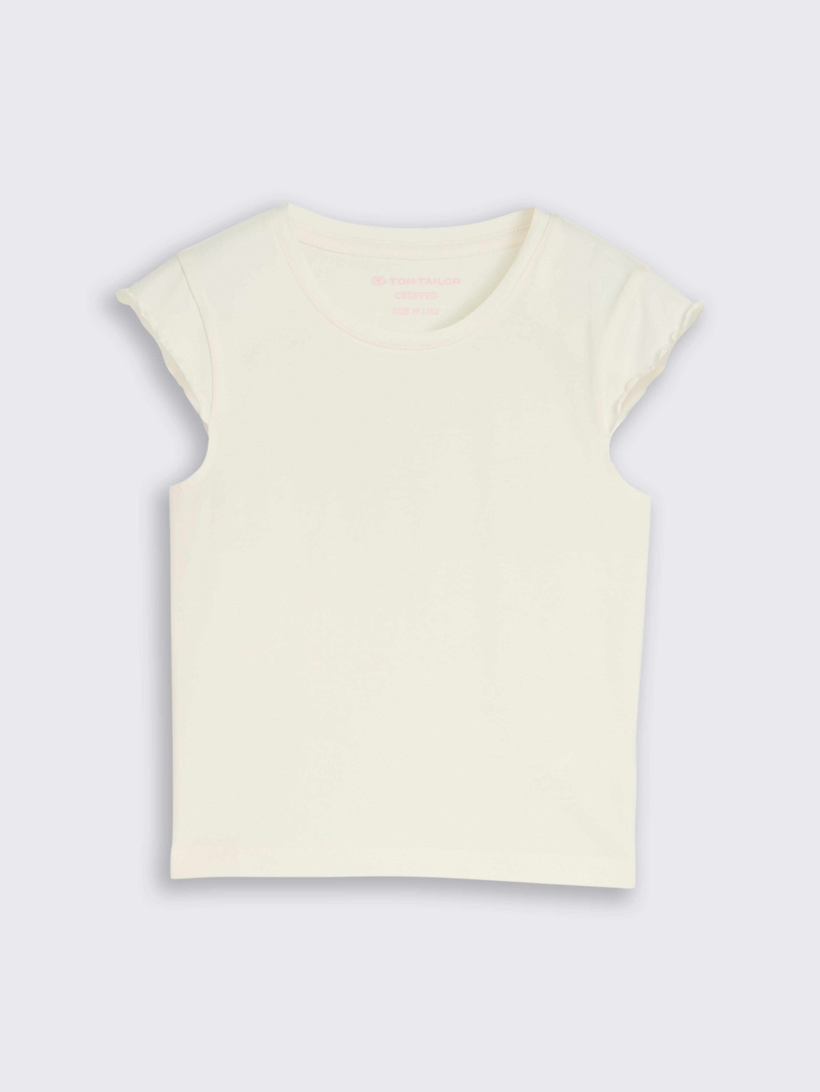Cropped T-Shirt mit Wellkanten von Teen Girls, Wool White