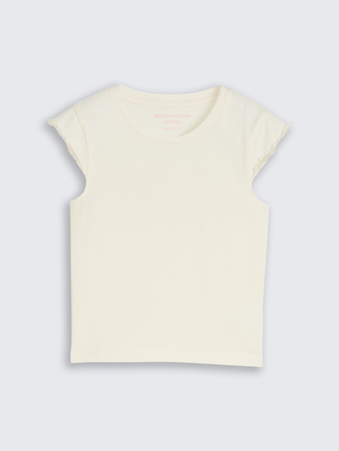 Cropped T-shirt met golfranden door Teen Girls, Wool White