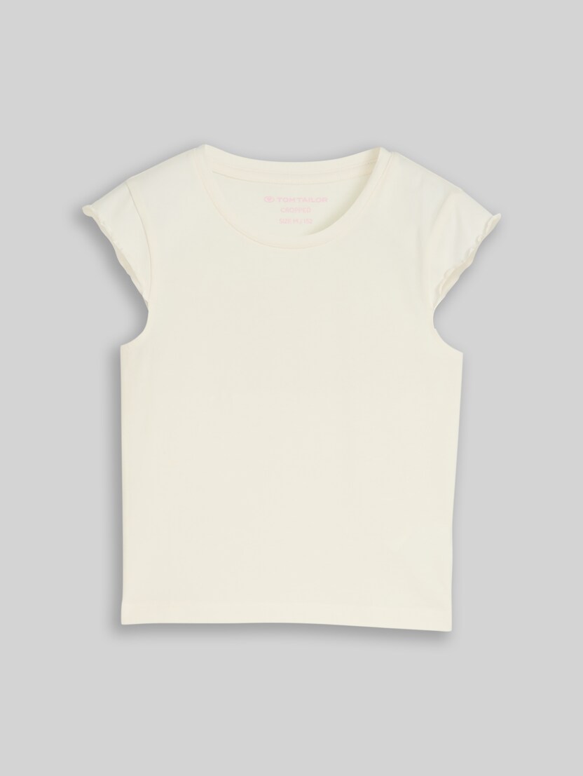 Cropped T-Shirt mit Wellkanten von Teen Girls, Wool White