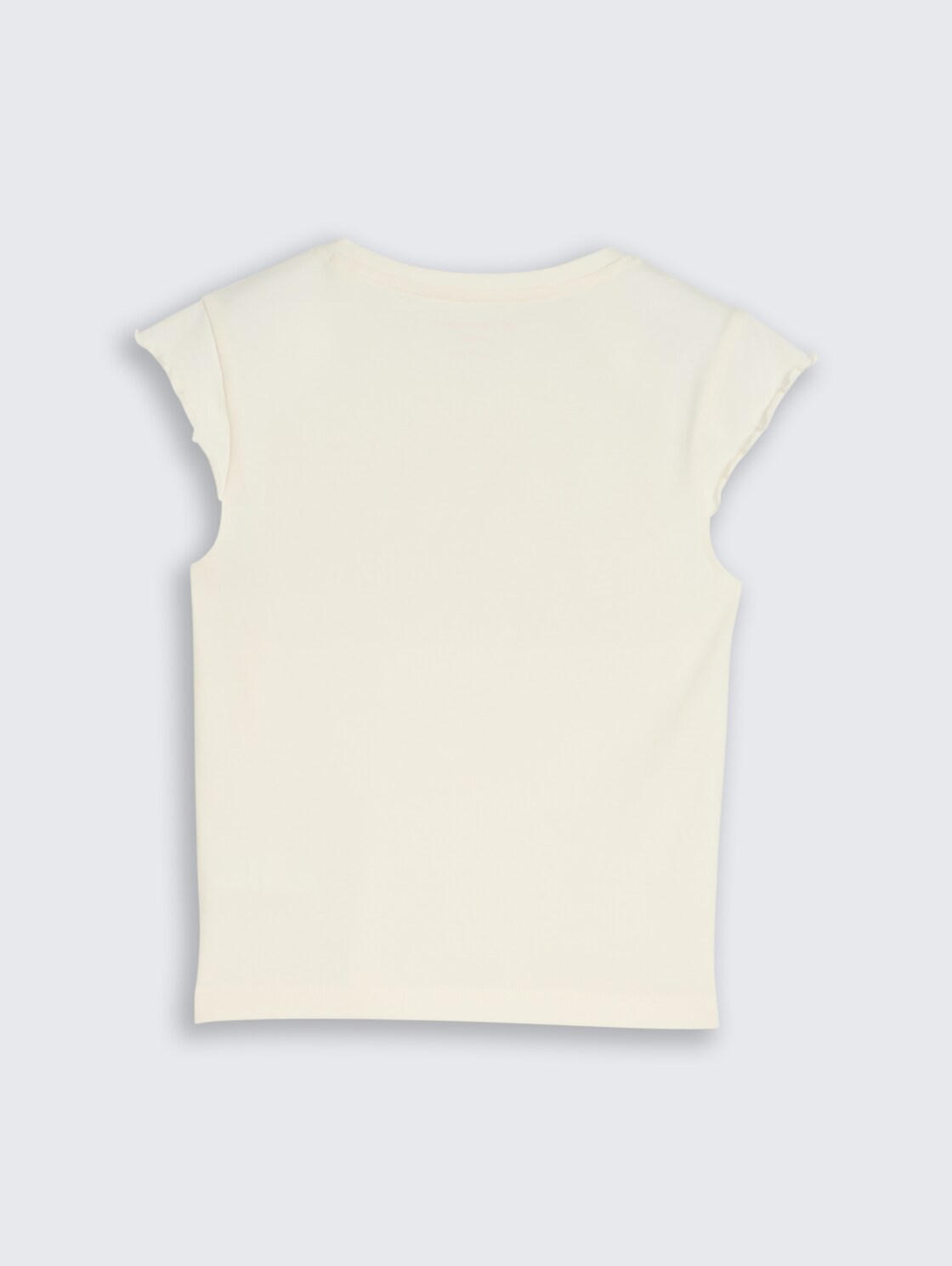 Cropped T-Shirt mit Wellkanten - Wool White