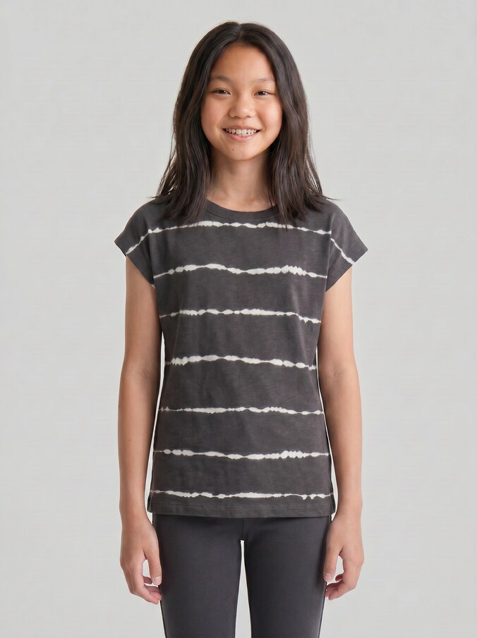 Oversize T-Shirt mit Streifenmuster von Teen Girls, coal grey batik design