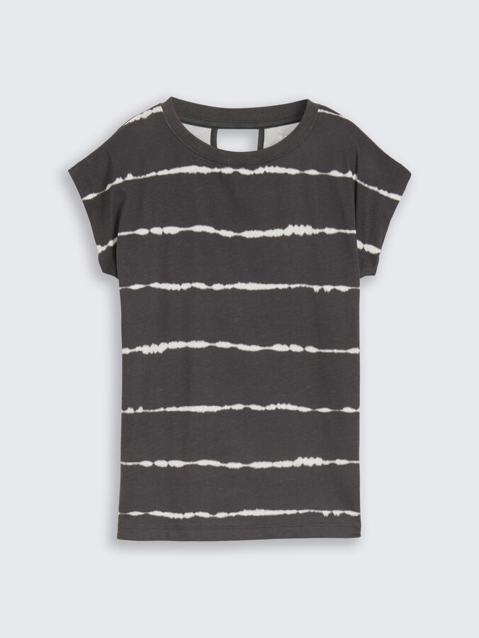Oversized T-shirt with striped pattern by Teen Girls, coal grey batik design