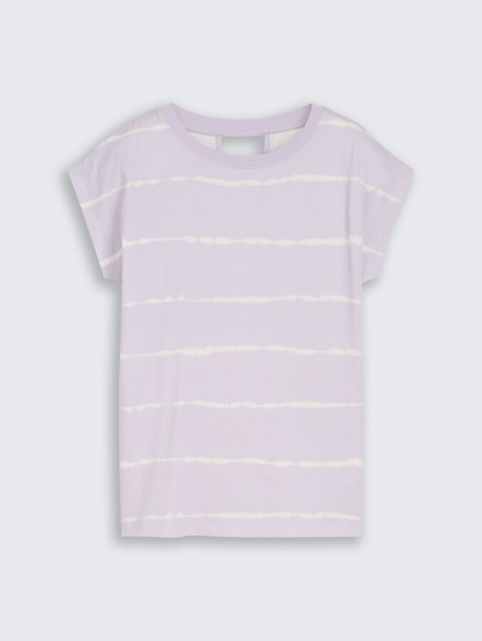 Oversized T-shirt with striped pattern by Teen Girls, lilac batik design