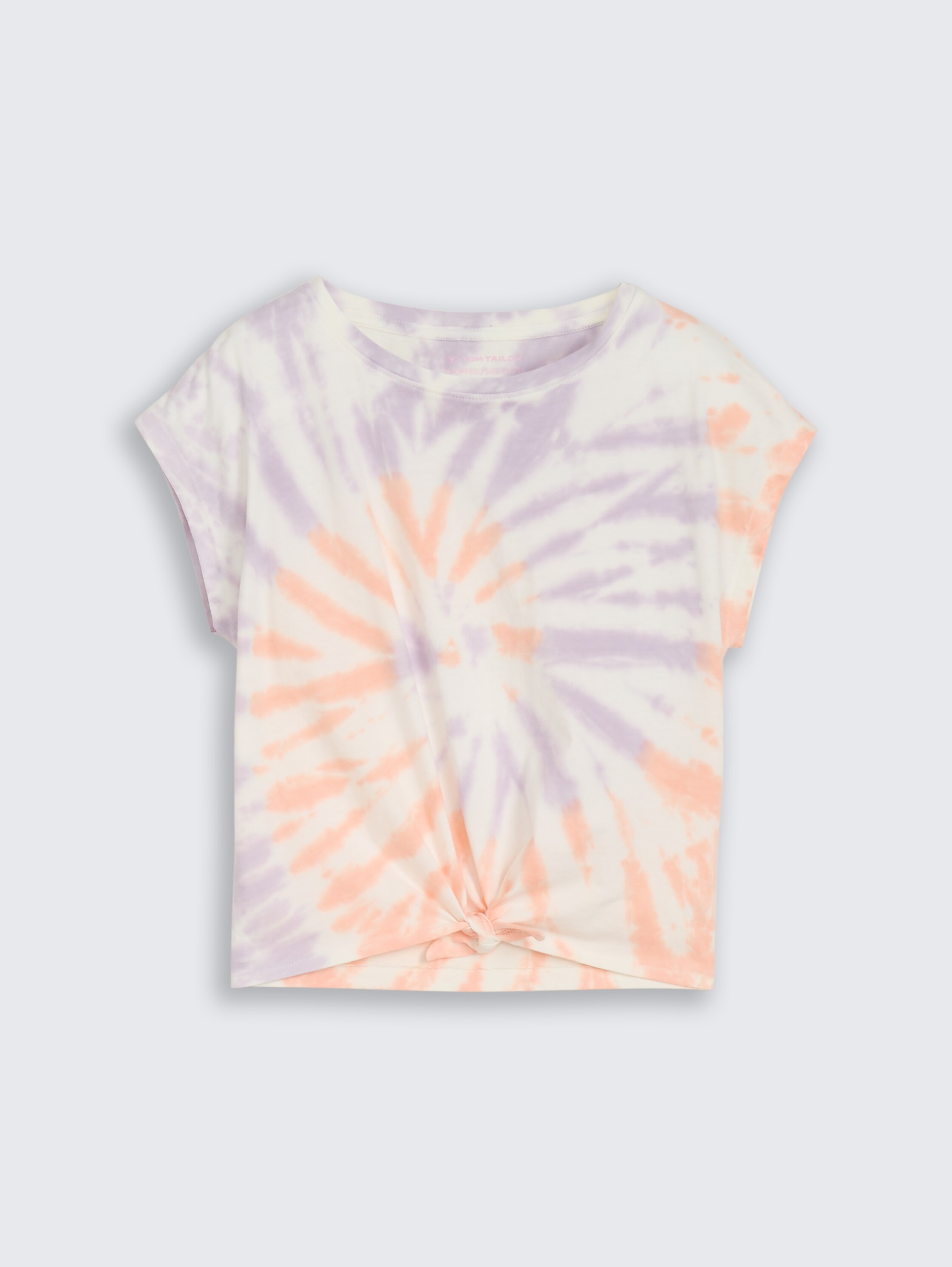 Cropped T-shirt with knot detail - pink_lilac_tie_dye - 