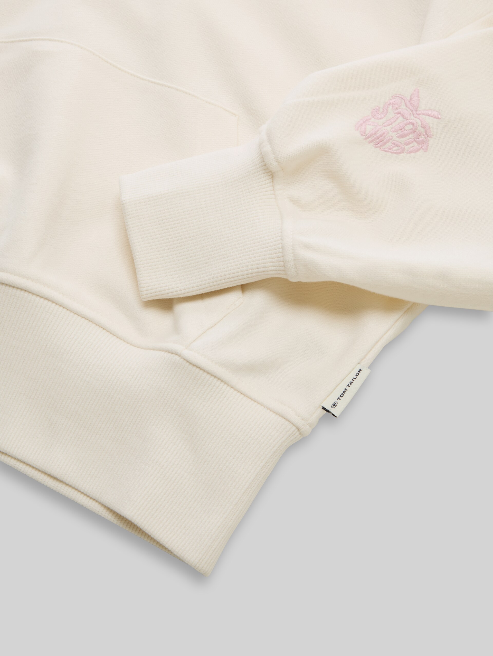 Oversized hoodie sweatshirt with embroidery - Gardenia White - Detail model view