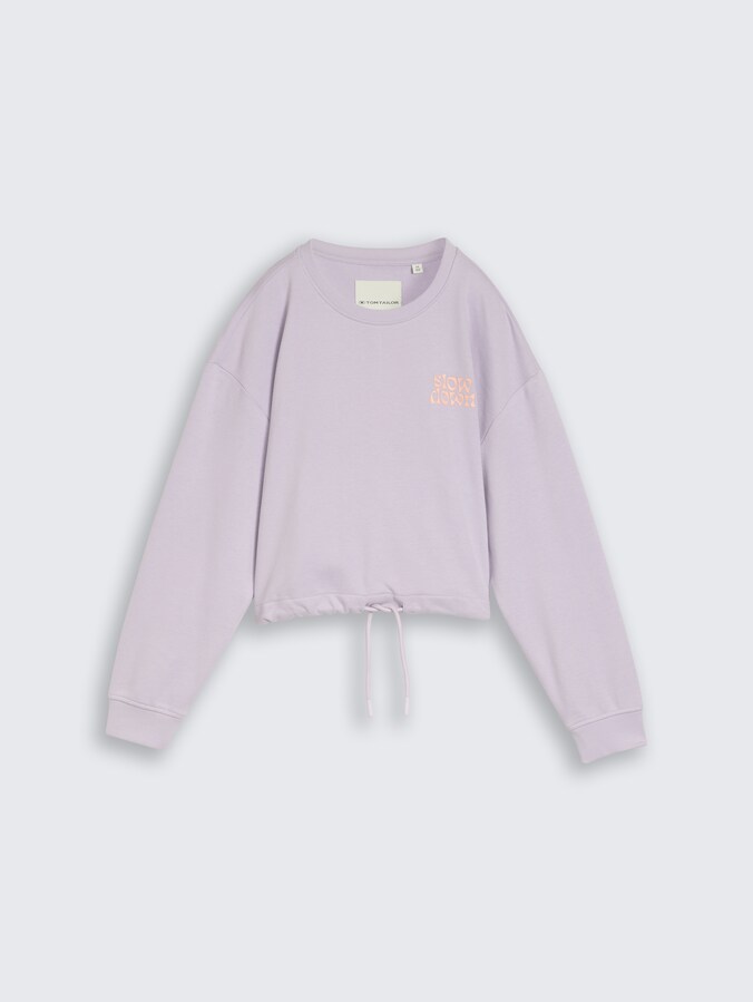 Cropped sweatshirt with tie bow by Teen Girls, cool lilac