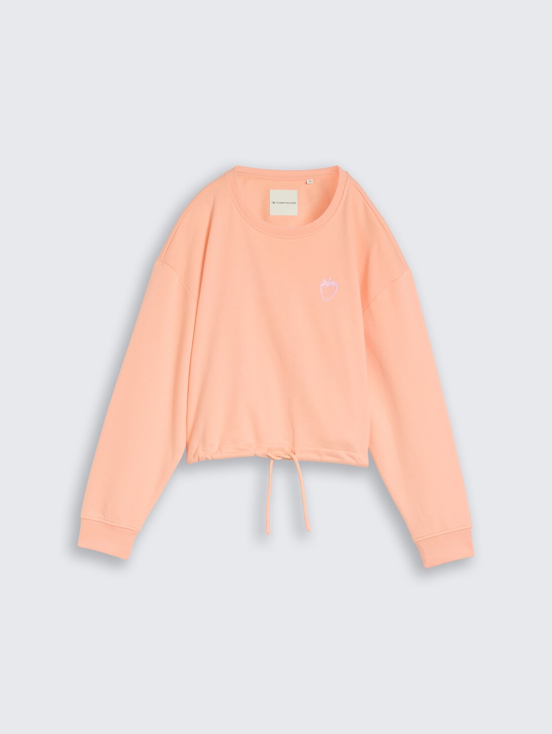 Cropped Sweatshirt mit Bindeschleife - peach bloom - Vorder-Produkt-Ansicht