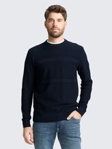 Strickpullover aus Baumwolle - sky captain blue - Ausschnitt Model-Vorderansicht