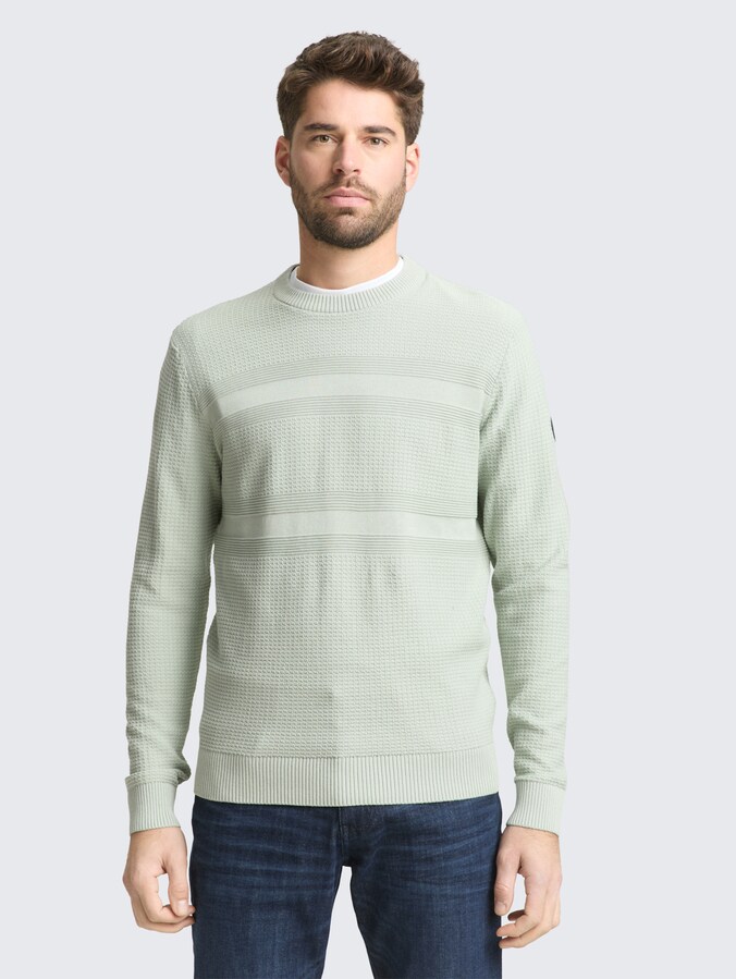 Gebreide trui van katoen door Men, soft greyish green