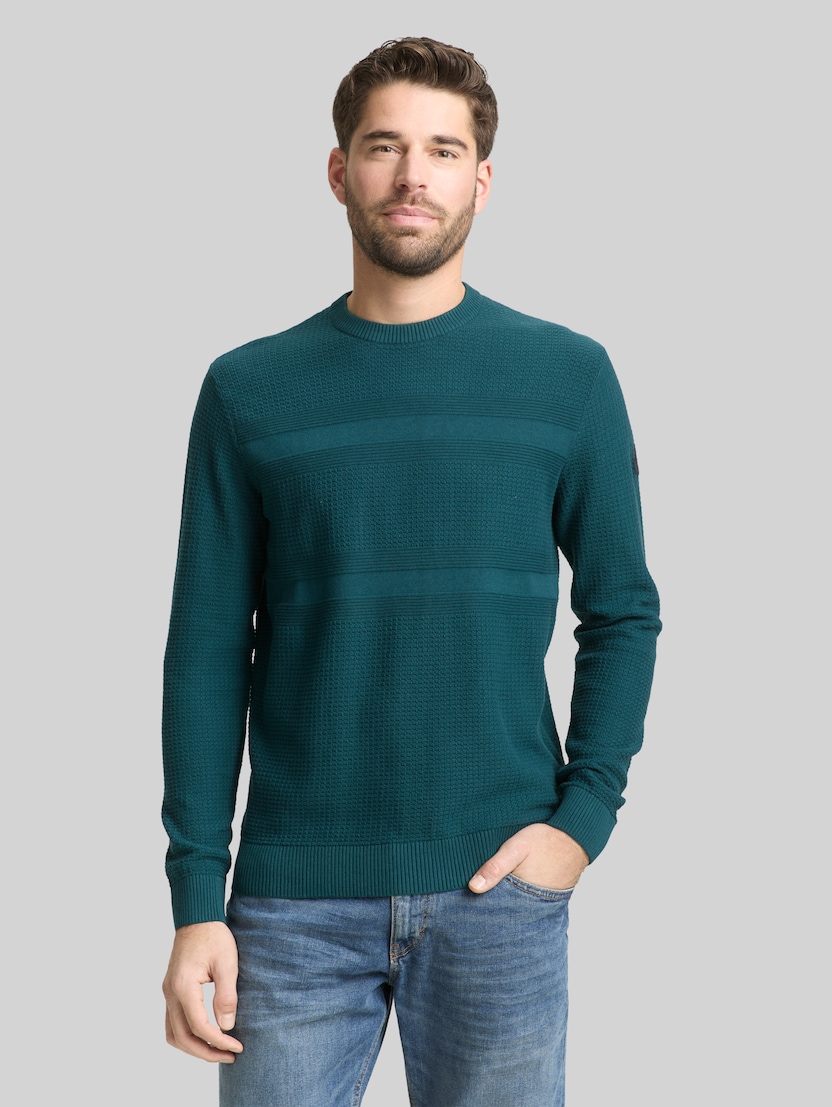 Gebreide trui van katoen door Men, Deep Meadow Green