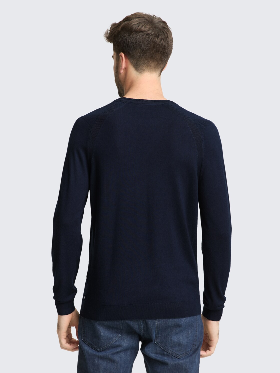 Basic Strickpullover mit Rundhalsausschnitt - sky captain blue