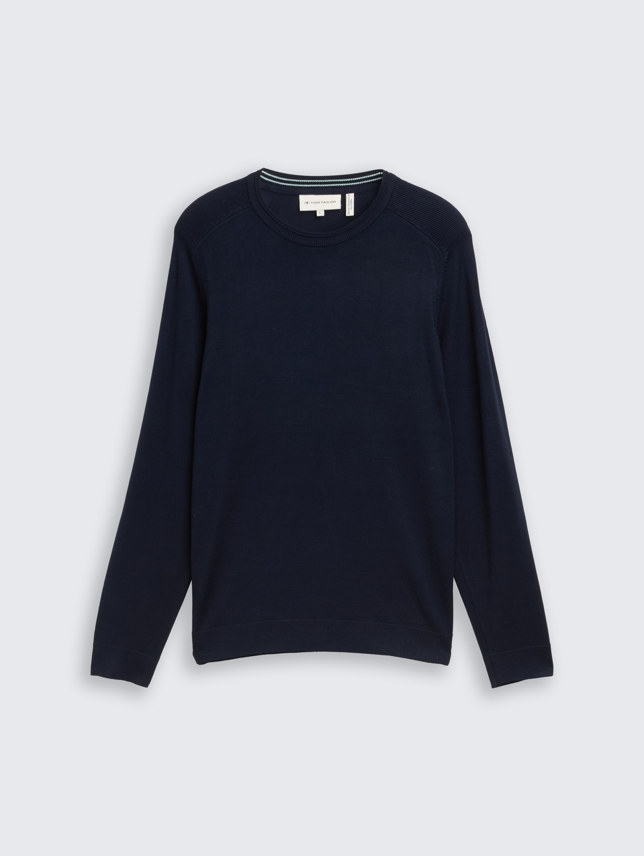 Basic knitted jumper with round neckline - sky captain blue