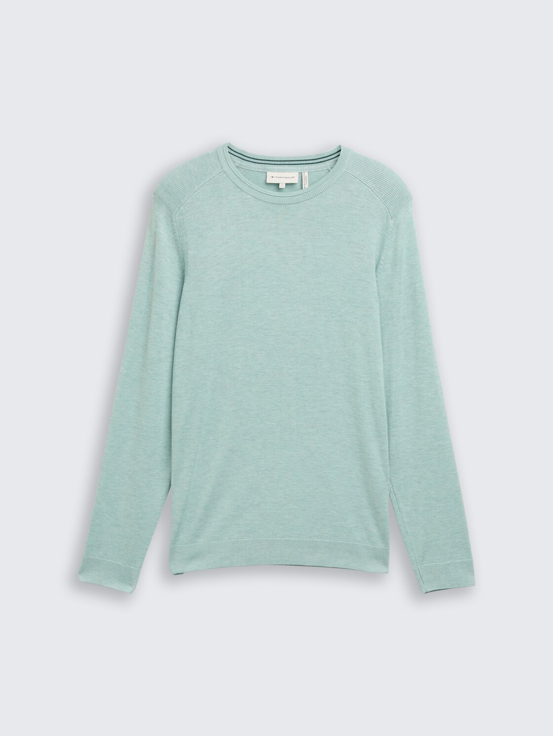 Basic Strickpullover mit Rundhalsausschnitt - soft greyish green melange