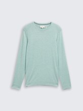 Basic Strickpullover mit Rundhalsausschnitt - soft greyish green melange
