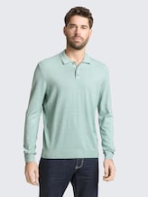 Strickpullover mit Polokragen - soft greyish green melange - Ausschnitt Model-Vorderansicht