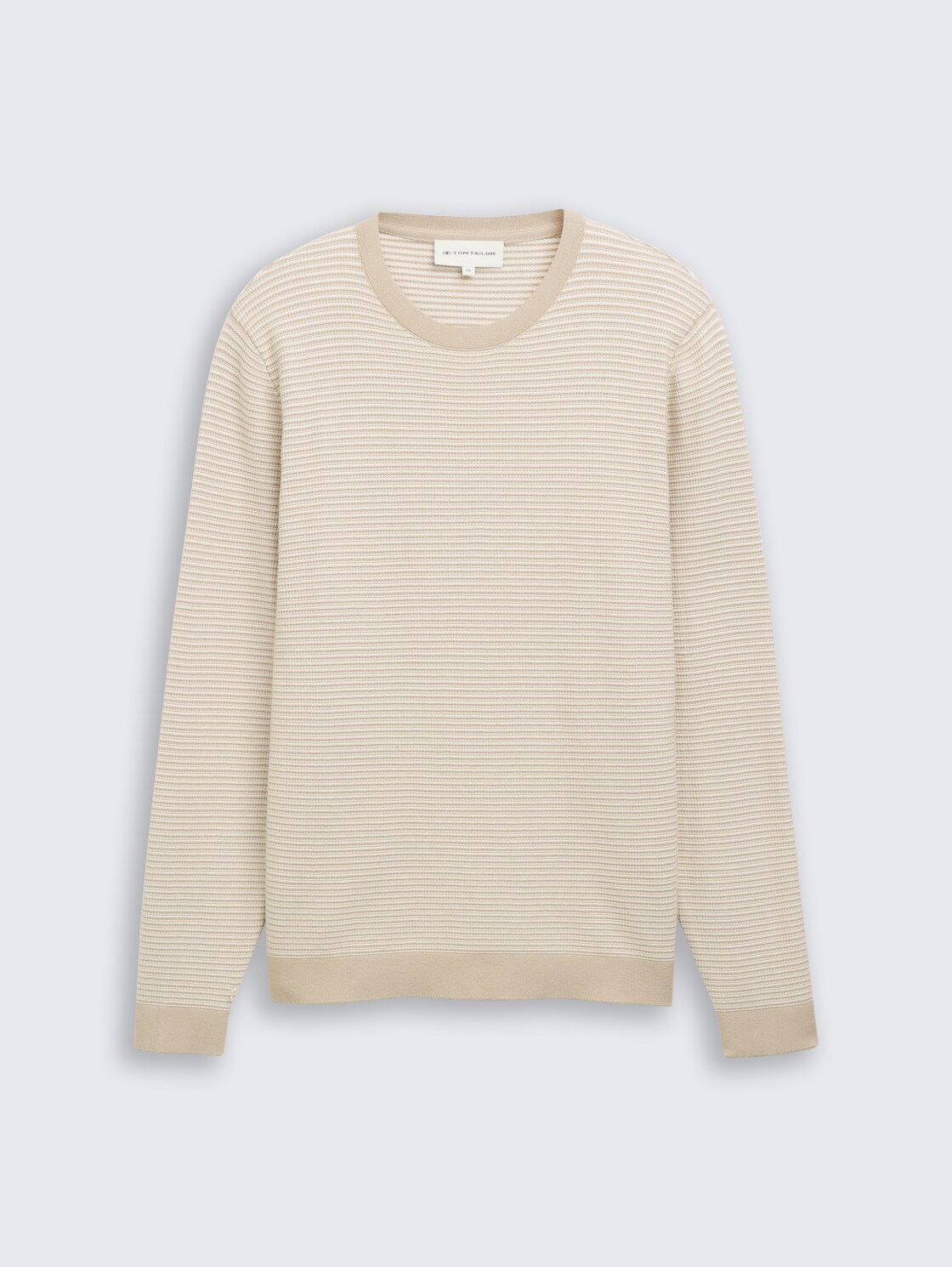 Strickpullover aus Baumwolle - structured stripe beige white