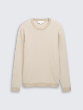 Pull en coton - structured stripe beige white