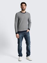 Pull en coton - structured stripe navy white - Vue de face du modèle