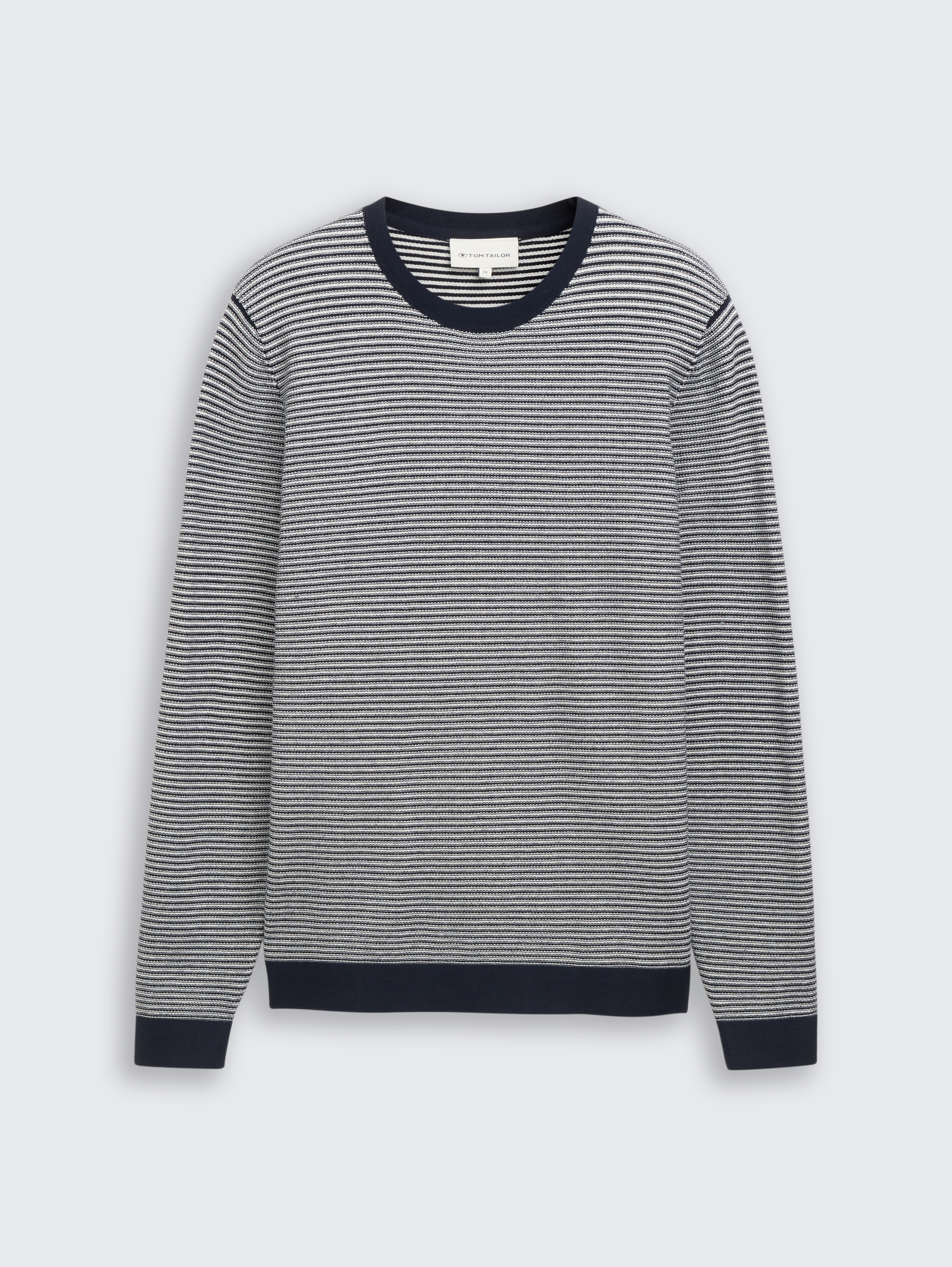 Strickpullover aus Baumwolle von Men, structured stripe navy white