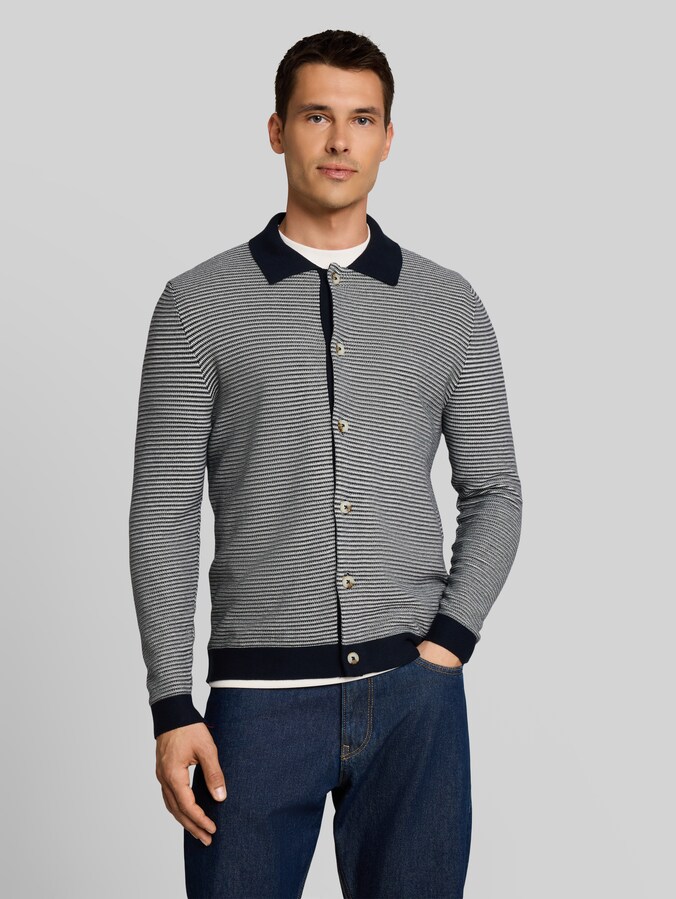 Gebreide trui met polokraag door Men, structured stripe navy white