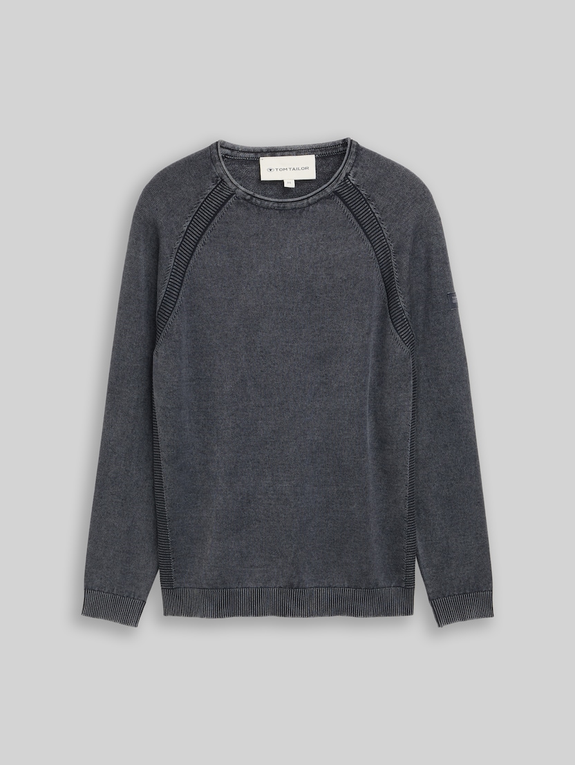 Cotton knitted jumper by Men, sky captain blue
