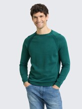Strickpullover aus Baumwolle - Deep Meadow Green - Ausschnitt Model-Vorderansicht