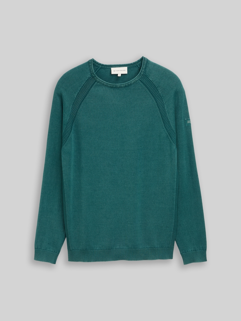 Cotton knitted jumper by Men, Deep Meadow Green