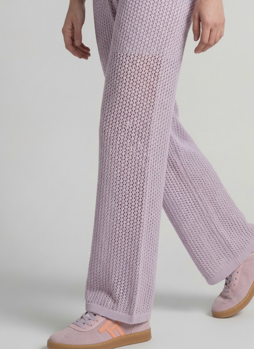 Wide Leg Strickhose - cool lilac