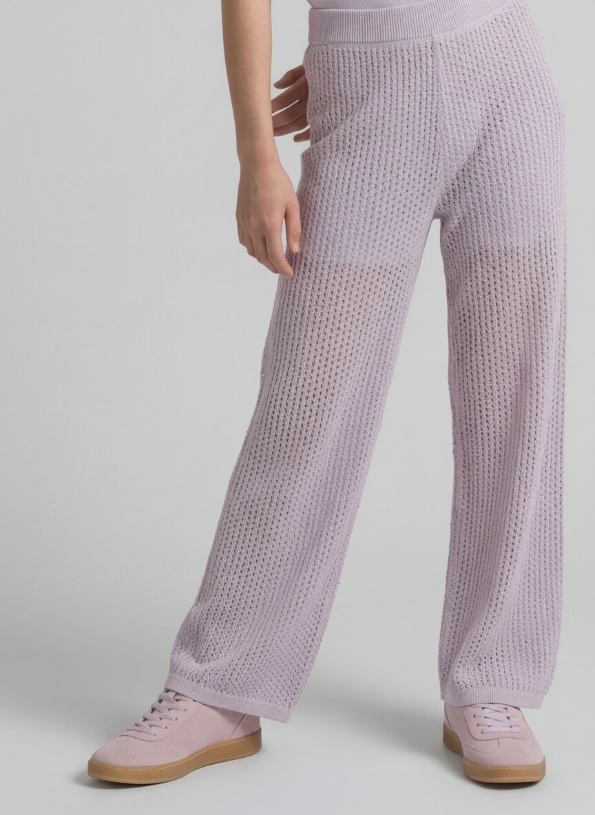Wide Leg Strickhose - cool lilac