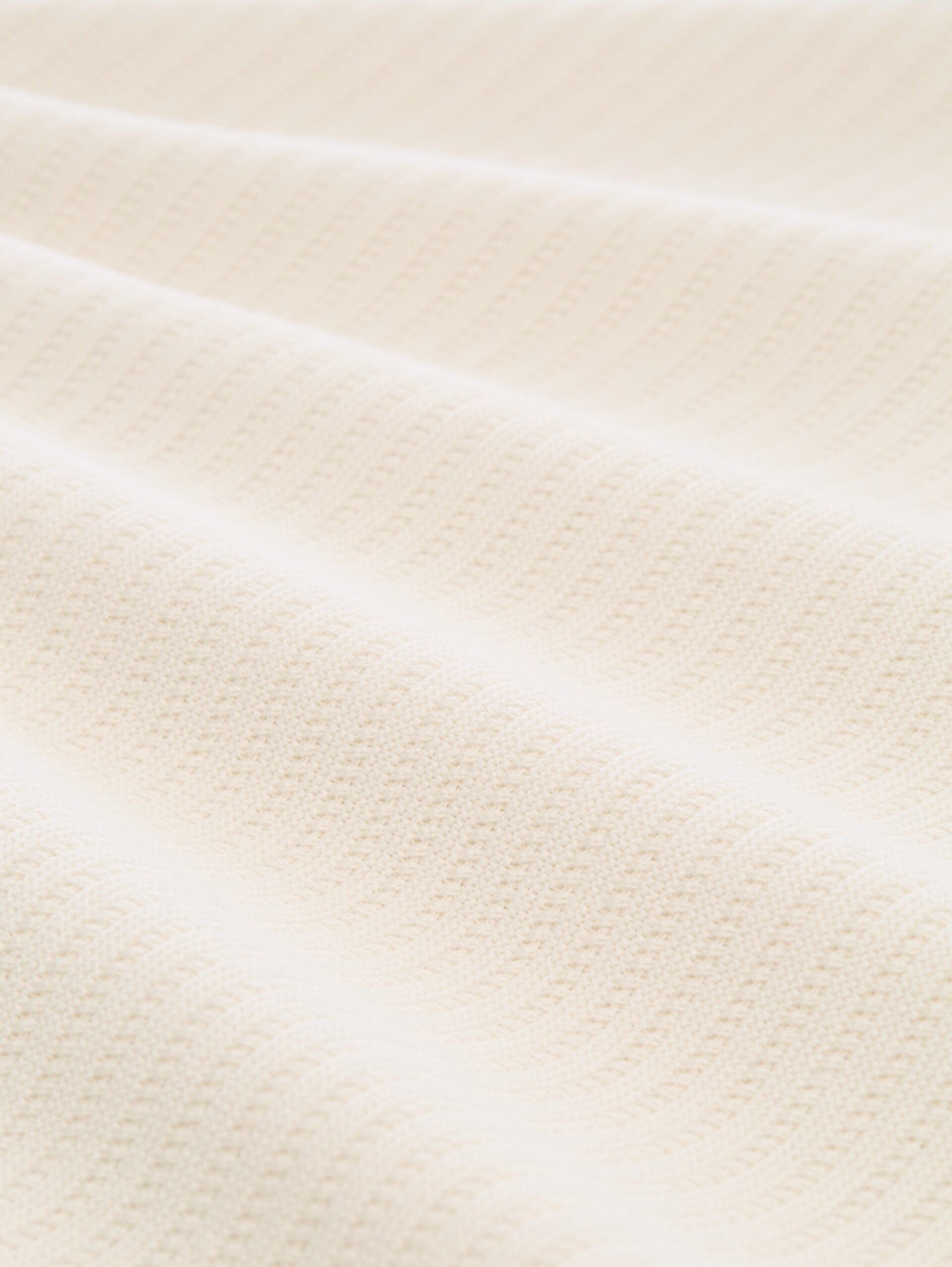Knitted sweater with a polo collar - Gardenia White - Material view