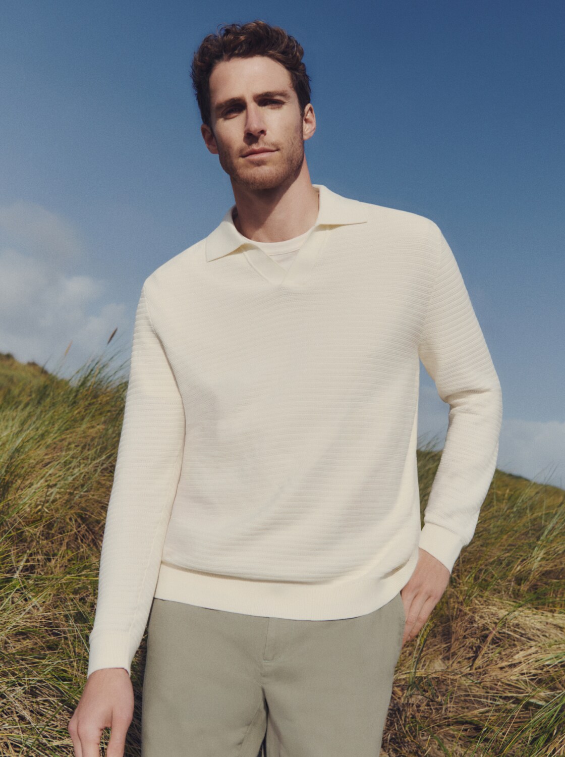 Strickpullover mit Polokragen - gardenia_white - 