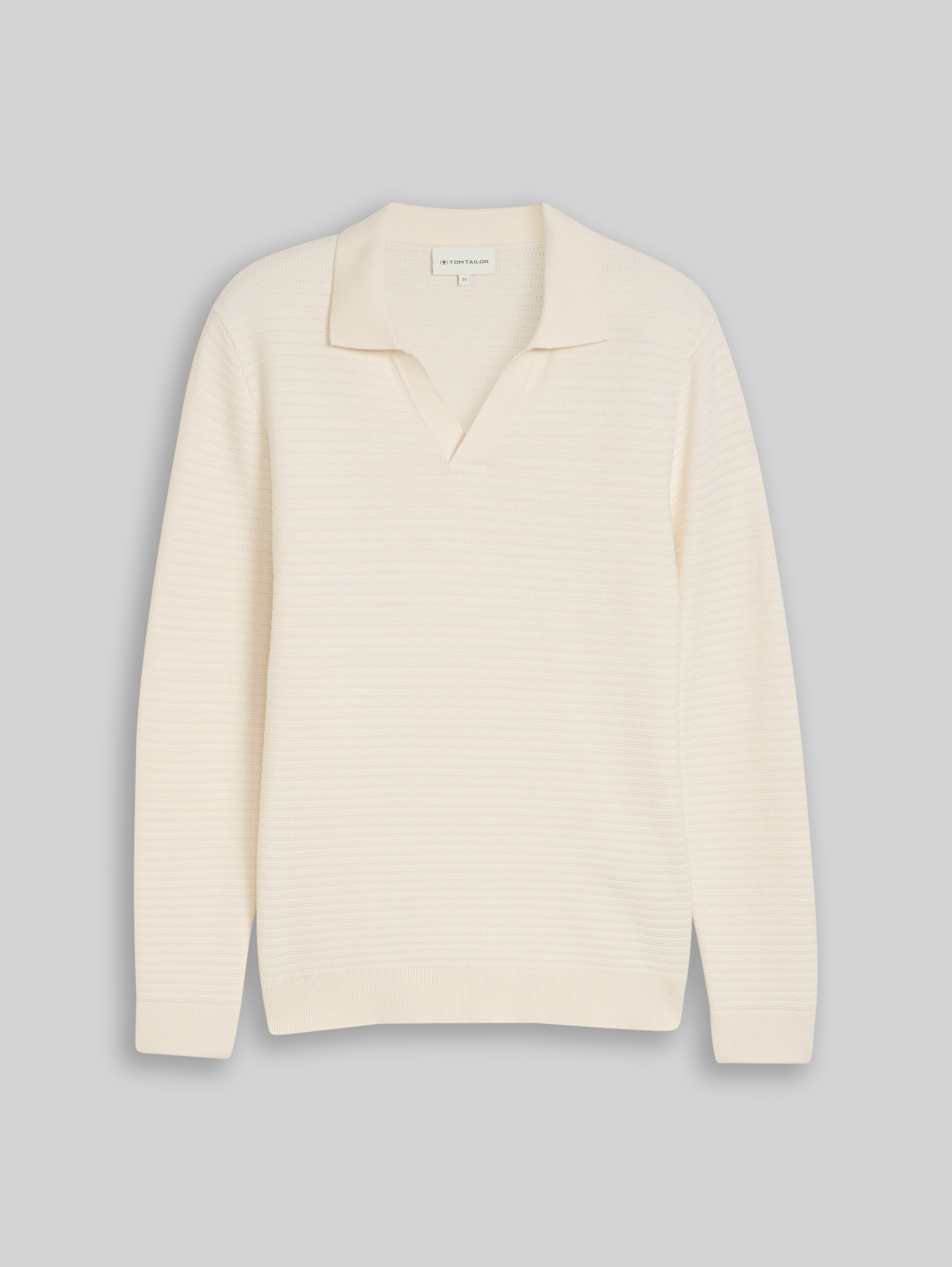 Knitted sweater with a polo collar - Gardenia White