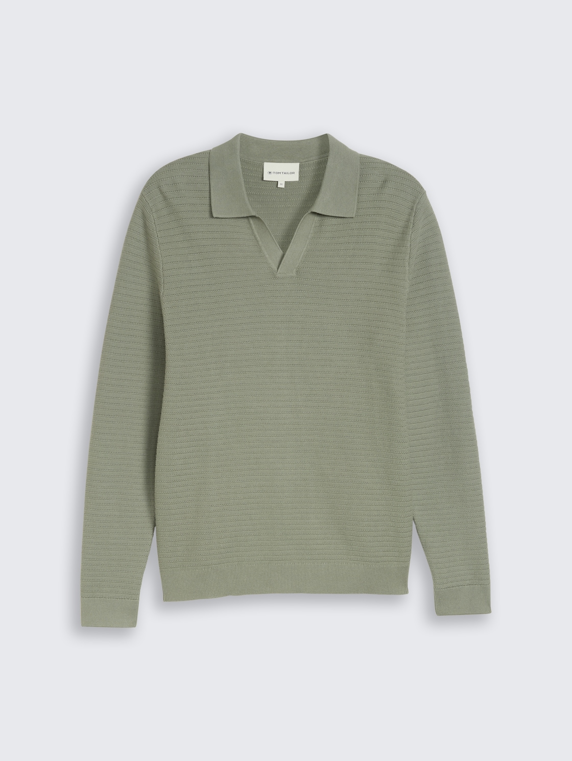Strickpullover mit Polokragen - Greyish Shadow Olive
