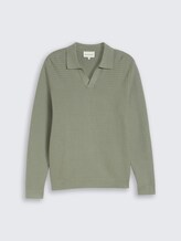 Strickpullover mit Polokragen - Greyish Shadow Olive