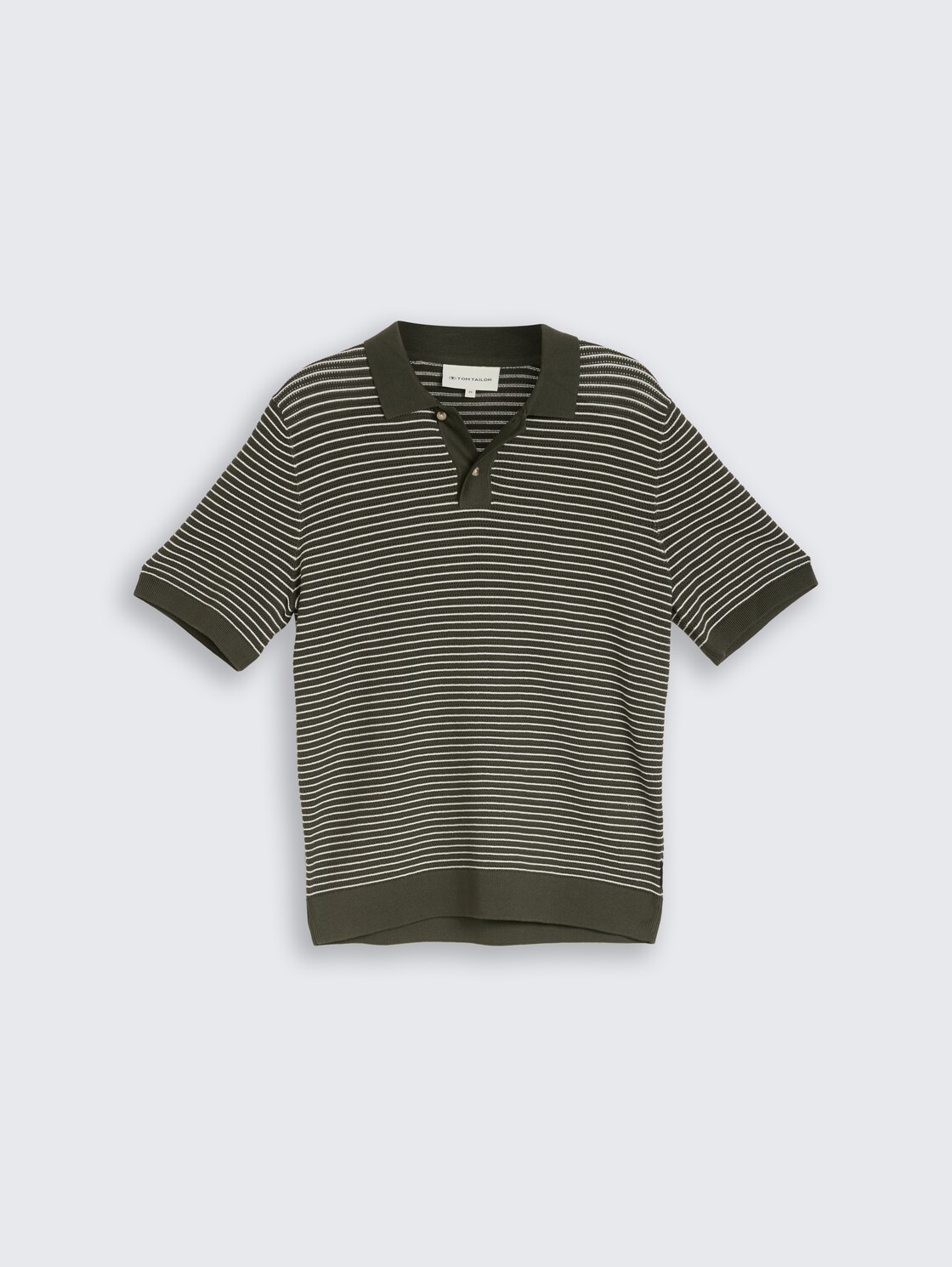 Strickpullover mit Polokragen - leaf green offwhite stripe