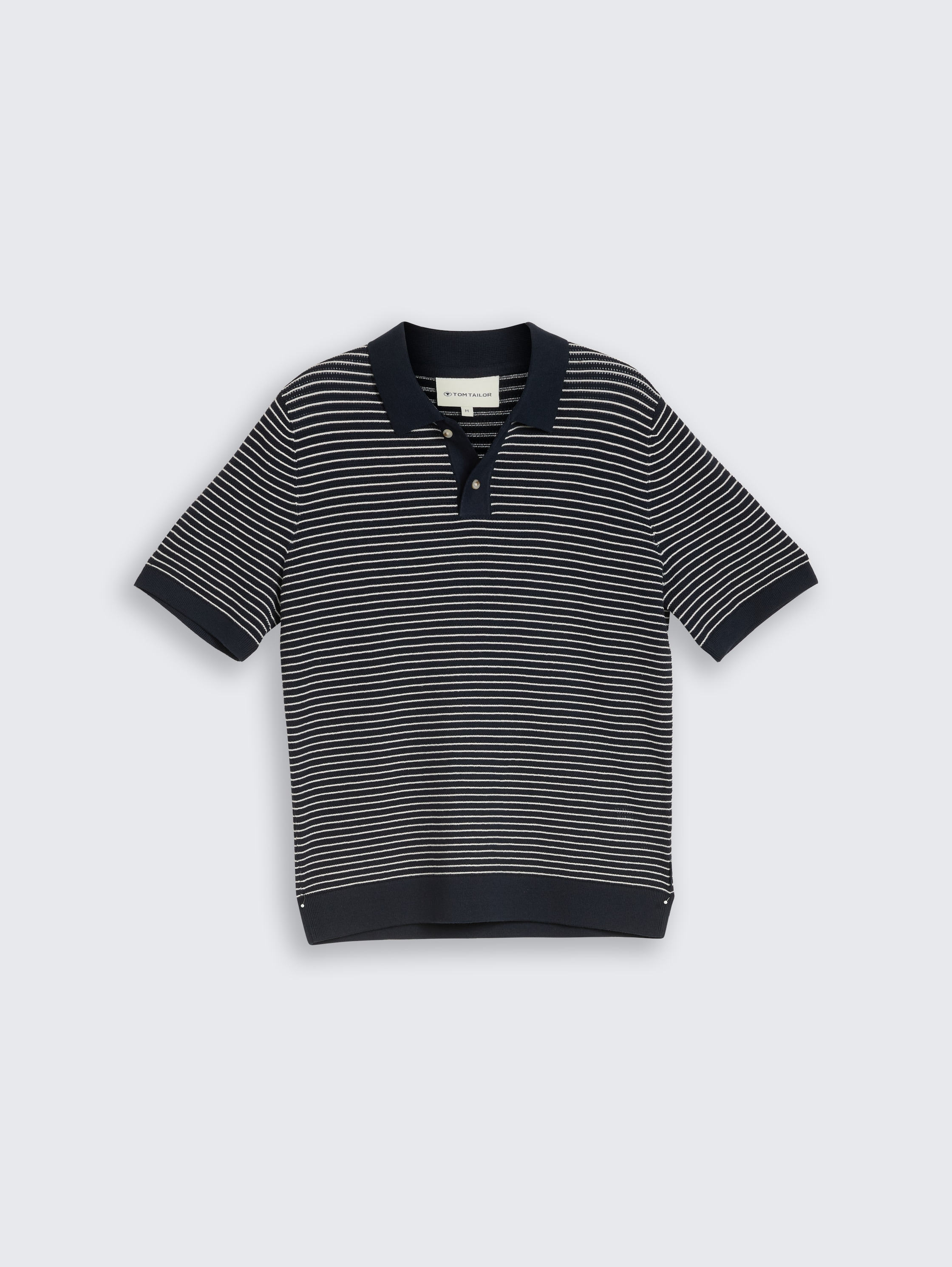 Strickpullover mit Polokragen - navy_offwhite_stripe - 