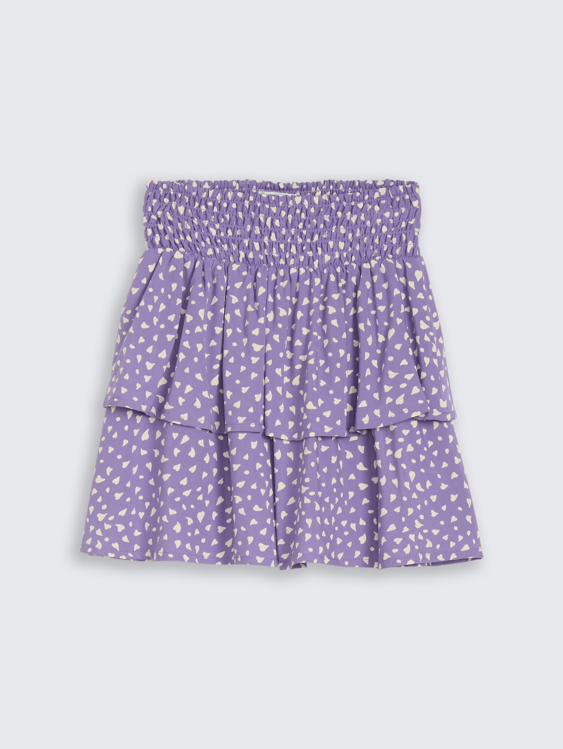 Mini-Rock mit Volant - purple small heart print - Vorder-Produkt-Ansicht