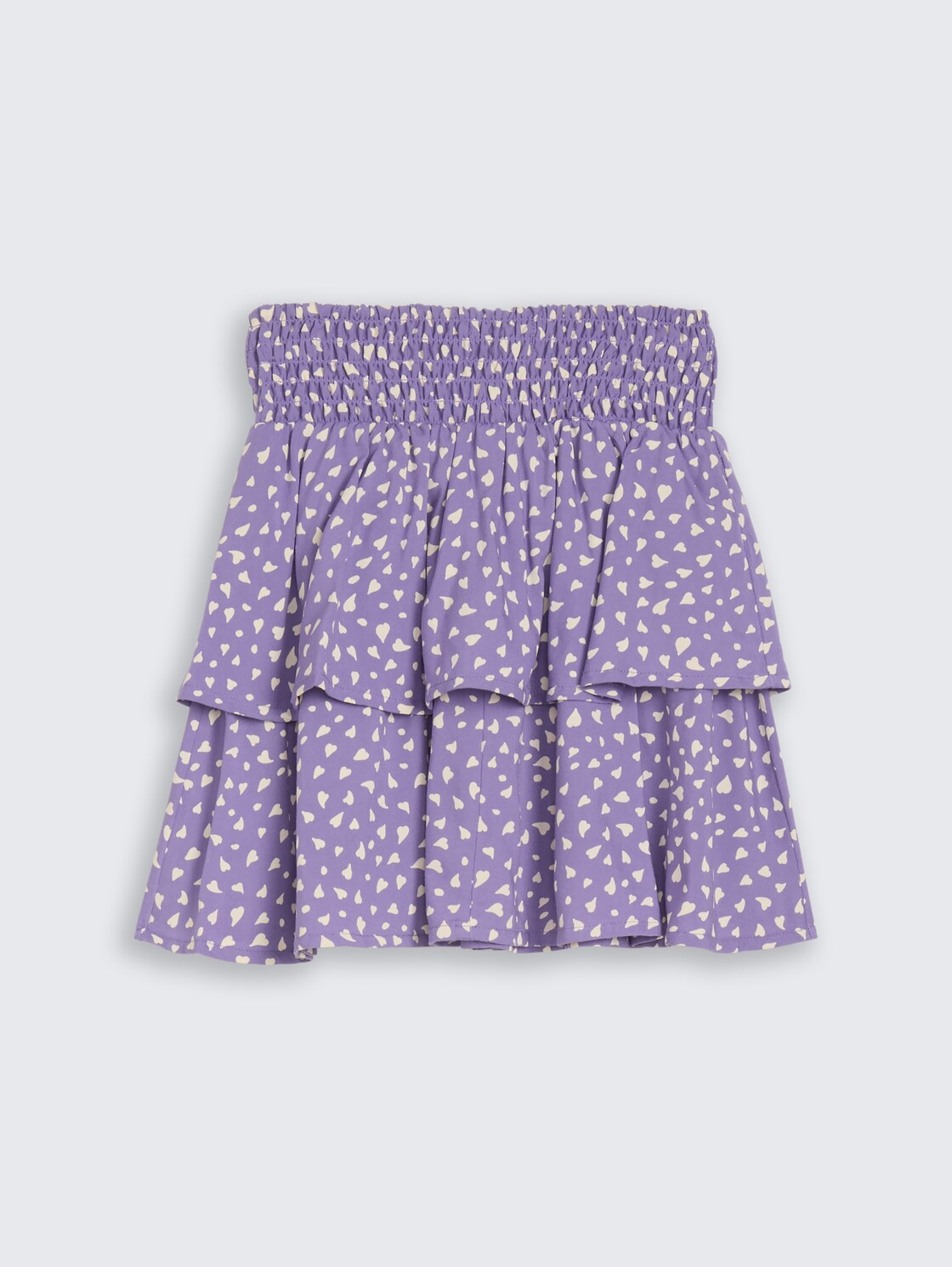 Mini-Rock mit Volant - purple small heart print