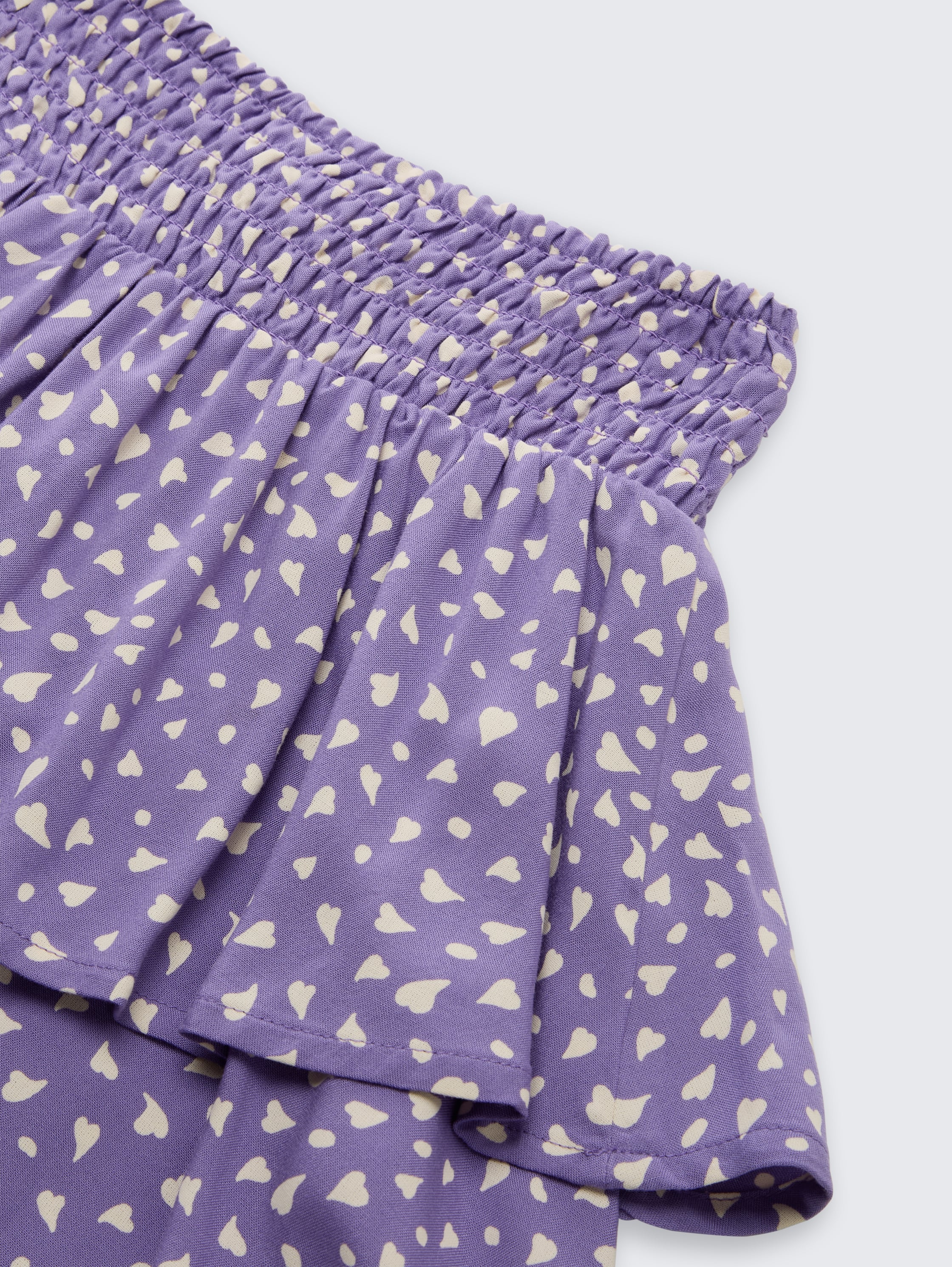 Mini-Rock mit Volant - purple small heart print - Detail-Model-Ansicht