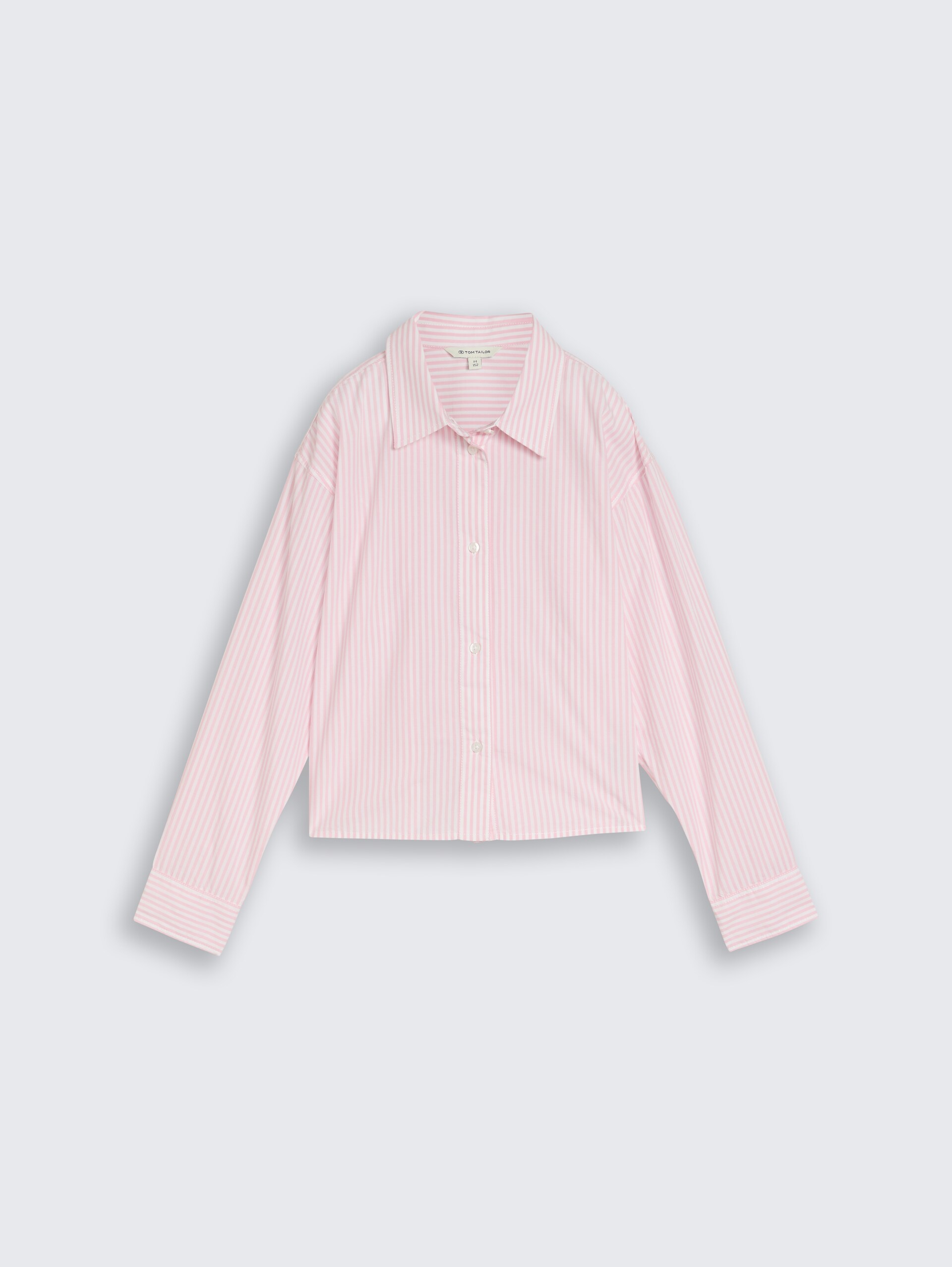 Boxy Fit overhemdblouse met streepjesmotief - soft mauve white stripe - Product vooraanzicht