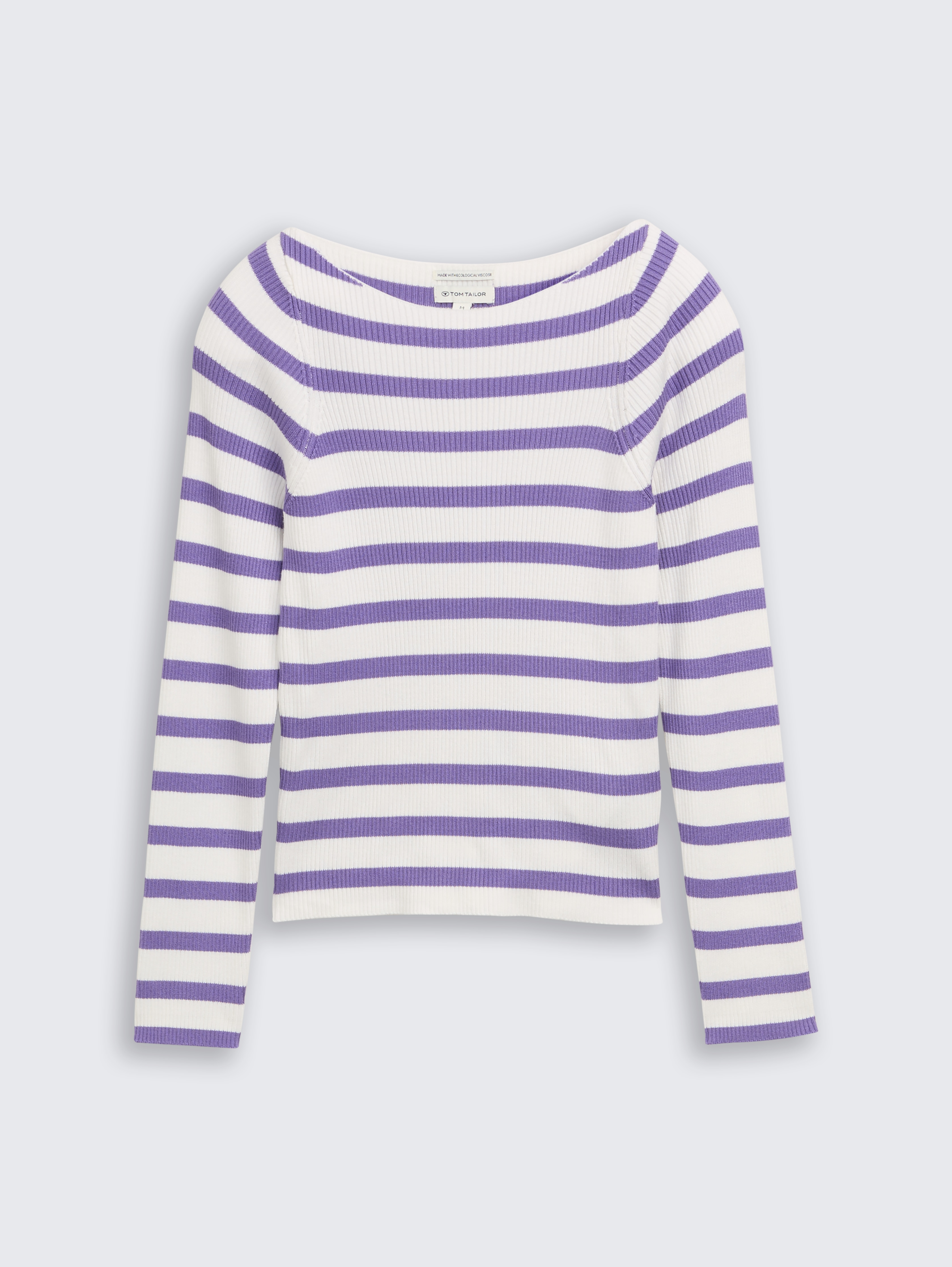 Cropped Strickpullover mit Streifenmuster von Teen Girls, vivid purple white stripe