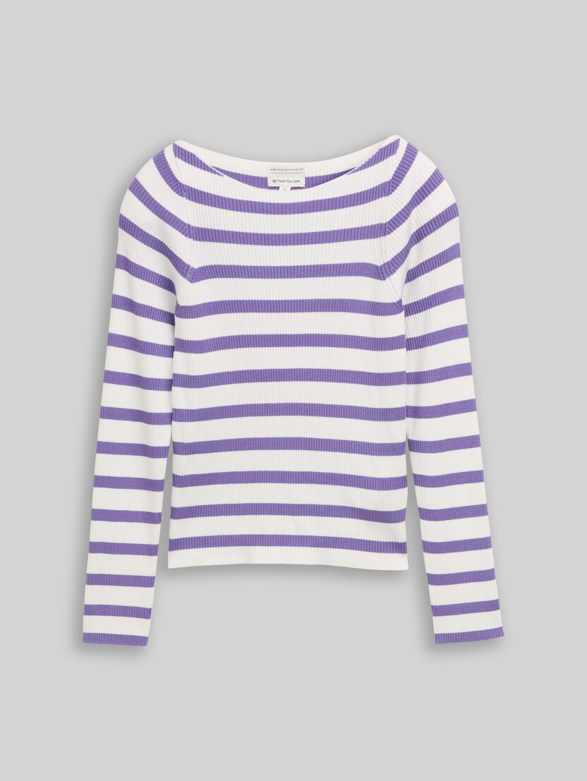 Cropped Strickpullover mit Streifenmuster von Teen Girls, vivid purple white stripe