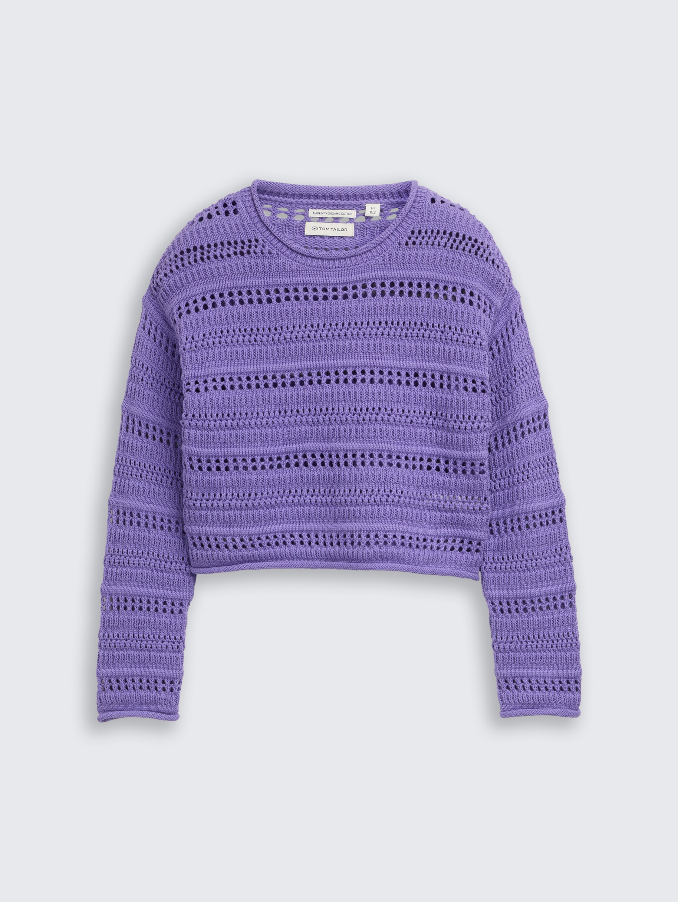 Pull court en maille à rayures - vervain lilac