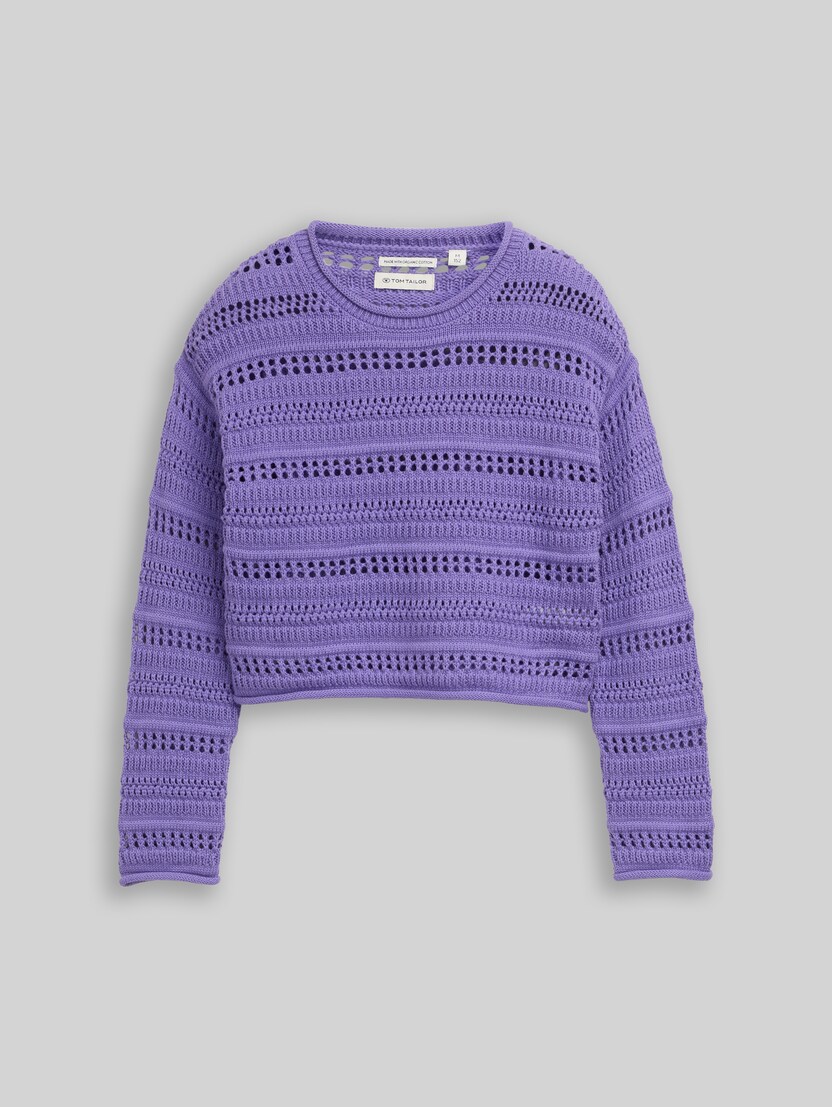 Cropped Strickpullover mit Streifenmuster von Teen Girls, vervain lilac